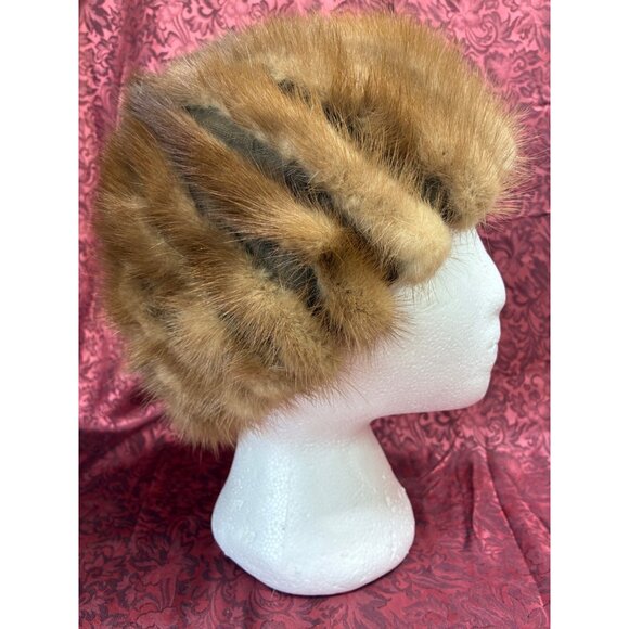 VTG 50s Norman Durand Brown Mink Cap Hat Original Luxe Soft Elastic Band #a main image 5